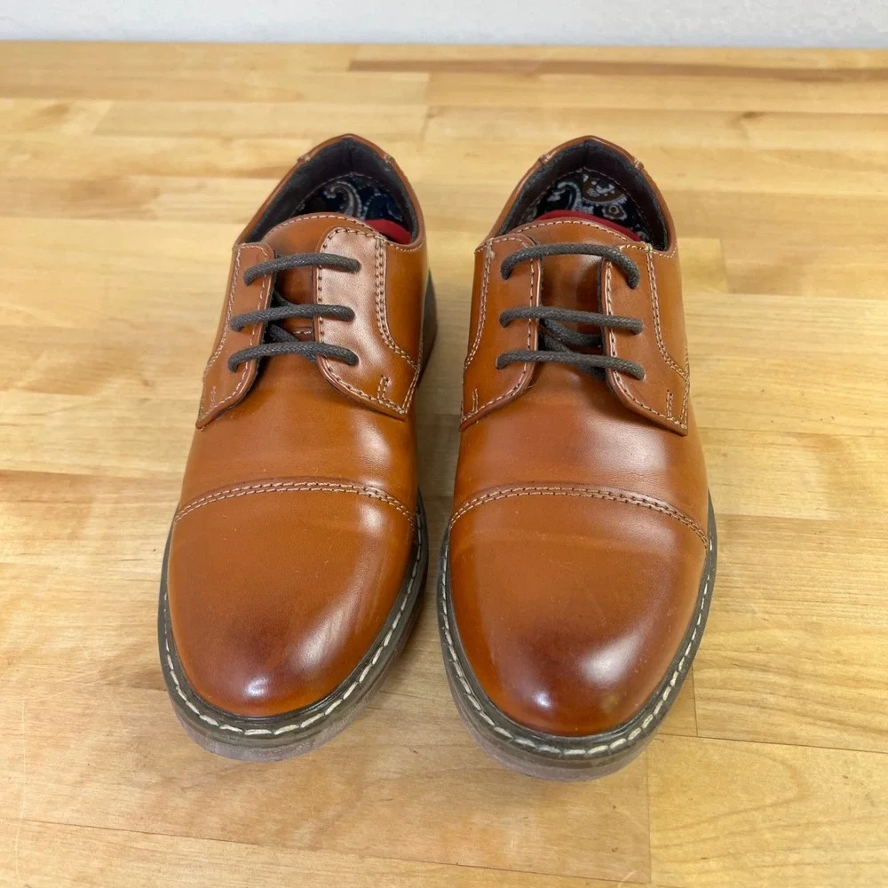 Bruno Marc Dress Shoes Oxford Boys Size 13 Brown Cap Toe Lace Up Formal Wedding